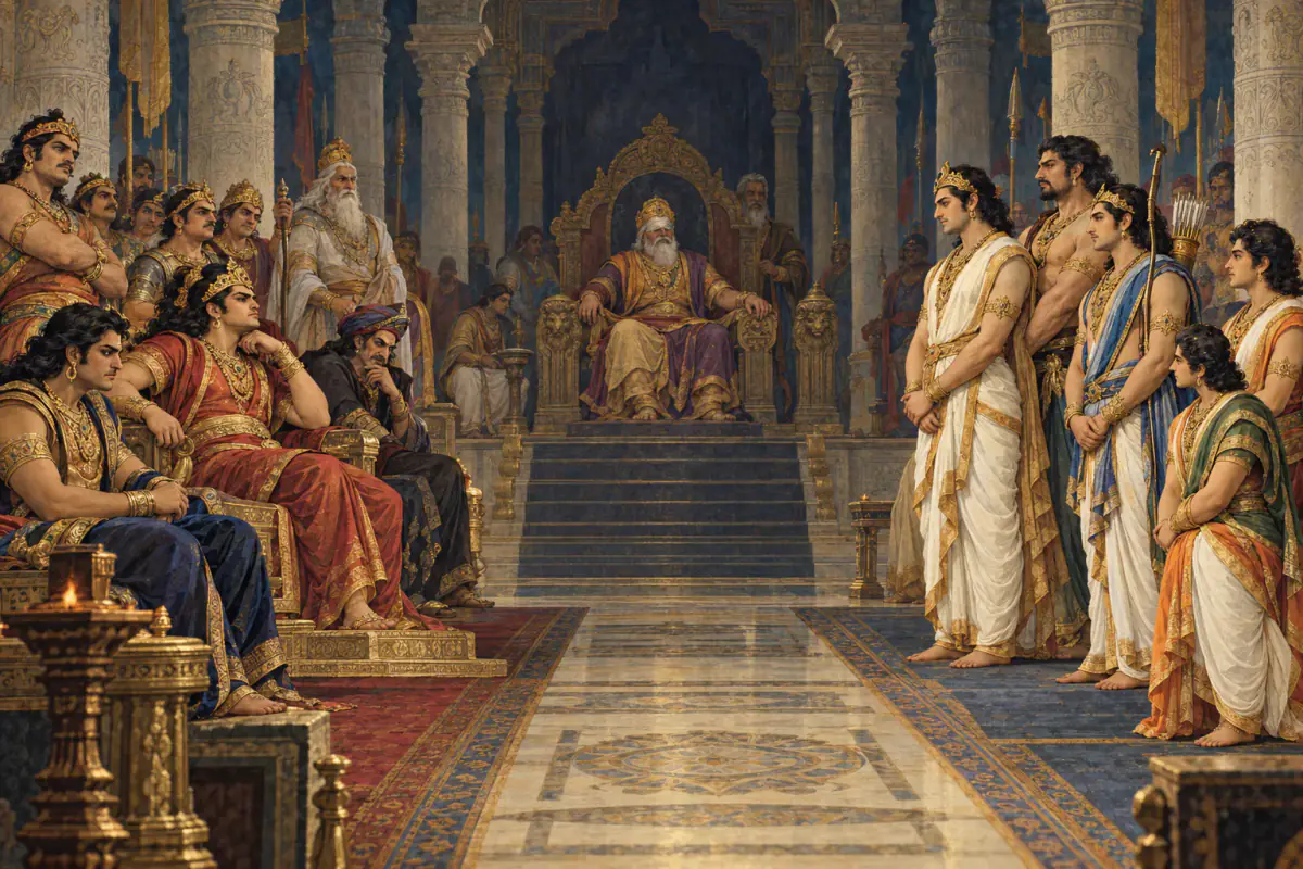 The divided Kuru family faces one another in the royal court