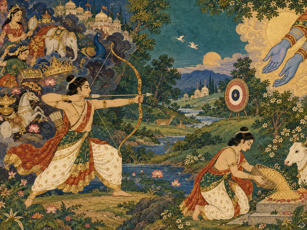 Indian miniature style visual explanation of Enjoyment can scatter attention
