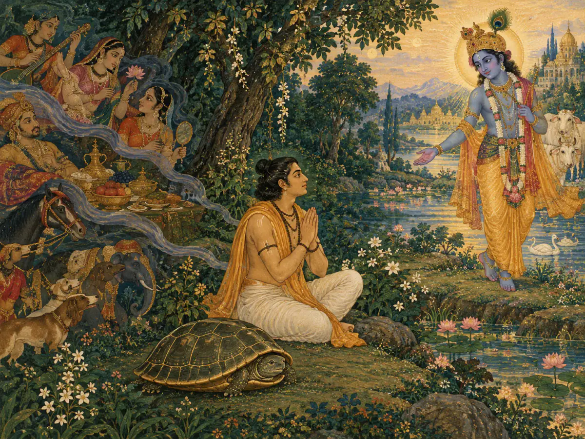 Indian miniature inspired visual summary of The downward spiral