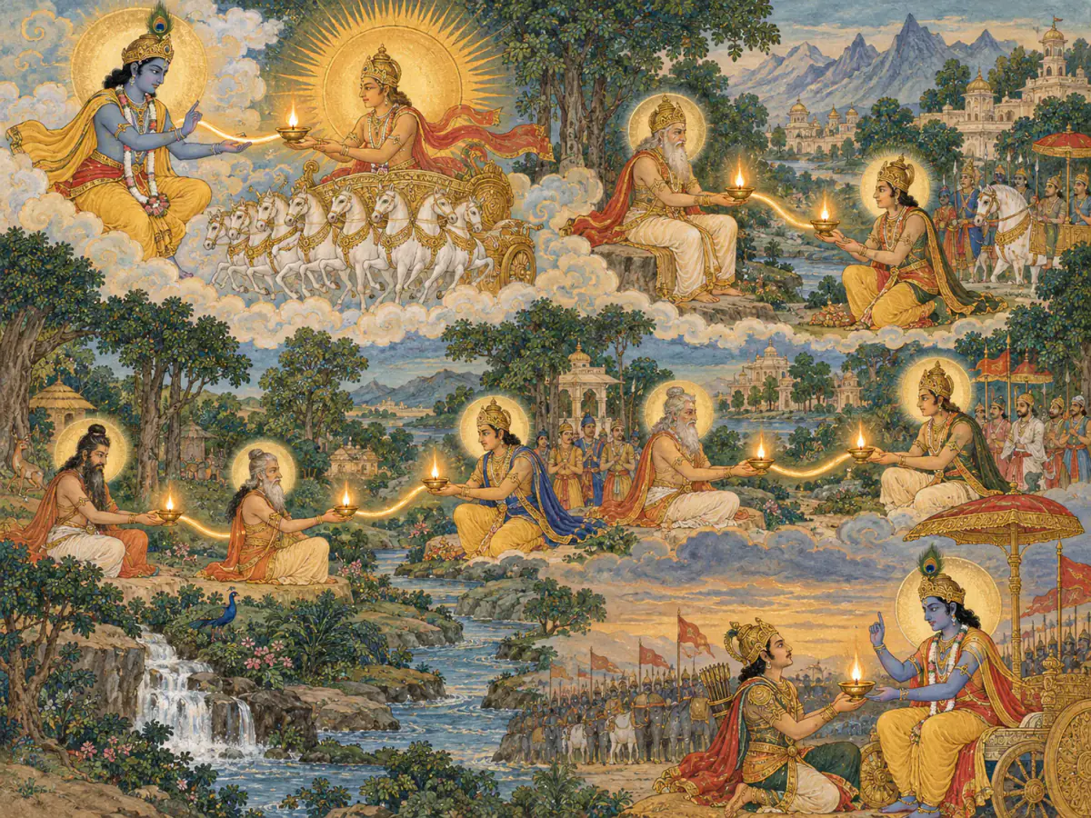Indian miniature inspired visual summary of Paramparā preserves meaning