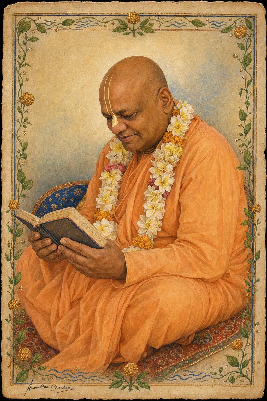 Indian miniature painting of Śrīla Rādhā Govinda Dāsa Gosvāmī Mahārāja